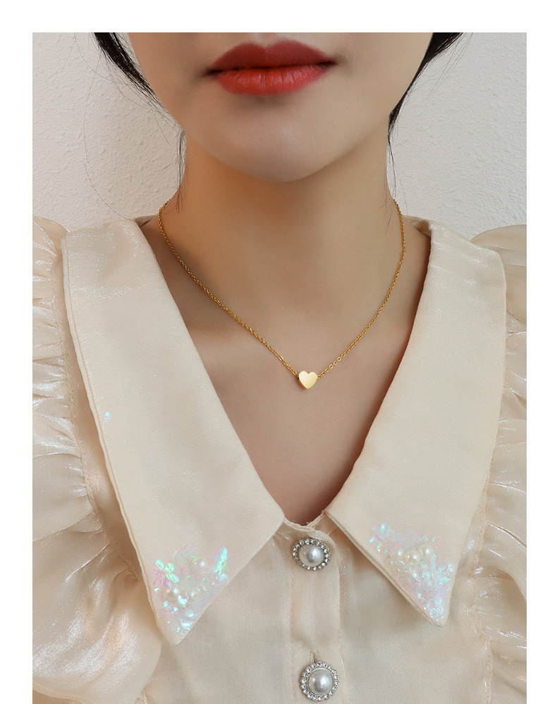 Wedding, Travel Occasion 304 Stainless Steel Material PVD Coated Real Gold Plated 18K Gold Heart 304 Stainless Steel Waterproof Non Tarnish 304 Stainless Steel Necklace