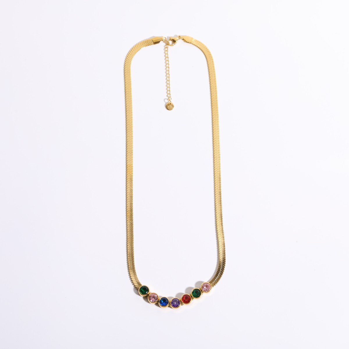 Unisex Fashion Geometric Stainless Steel Artificial Diamond Necklace Inlaid Gold Diamond Stainless Steel Necklaces_colorza_7