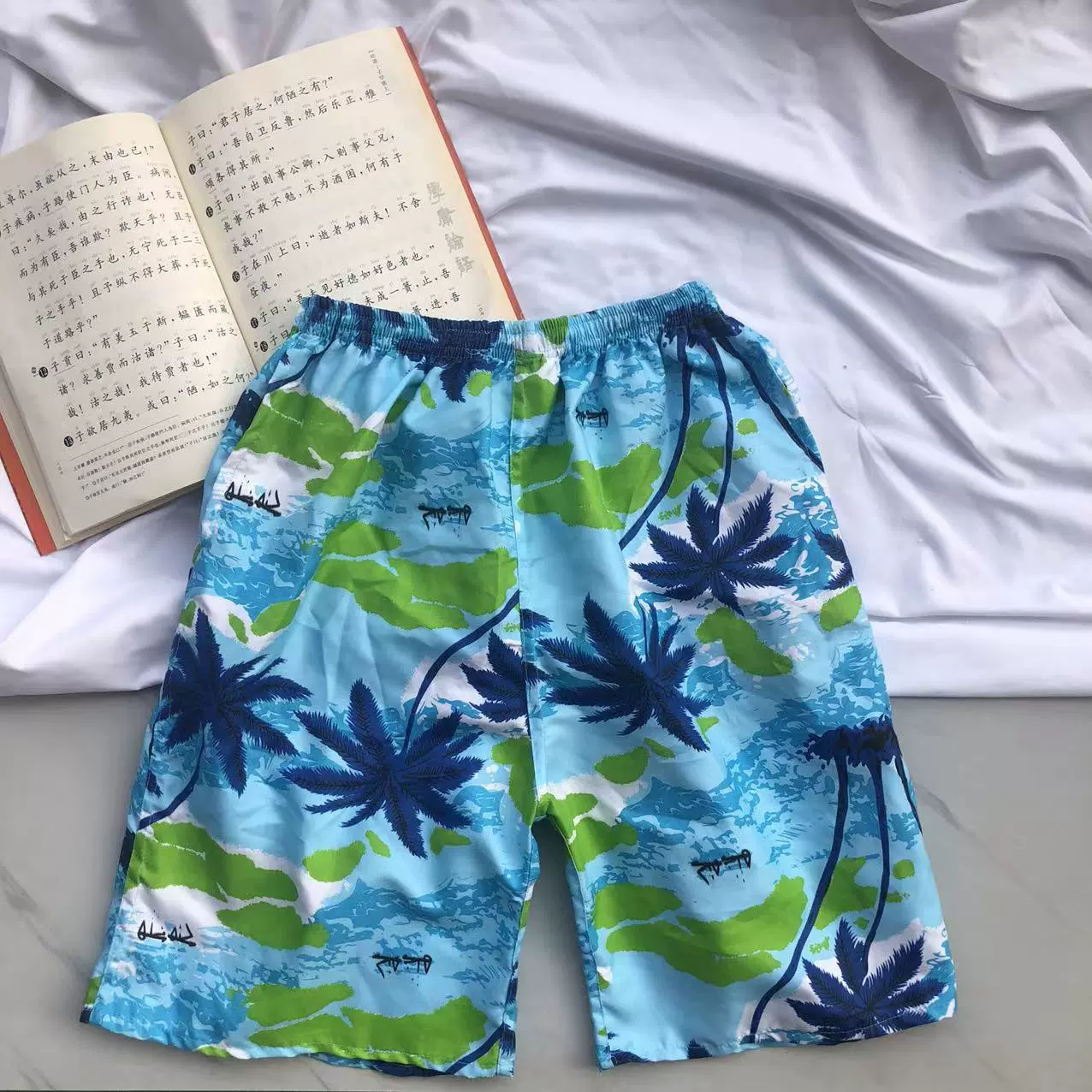 沙滩裤男士夏款休闲冰丝五分裤运动薄款遛弯裤批发印花速干