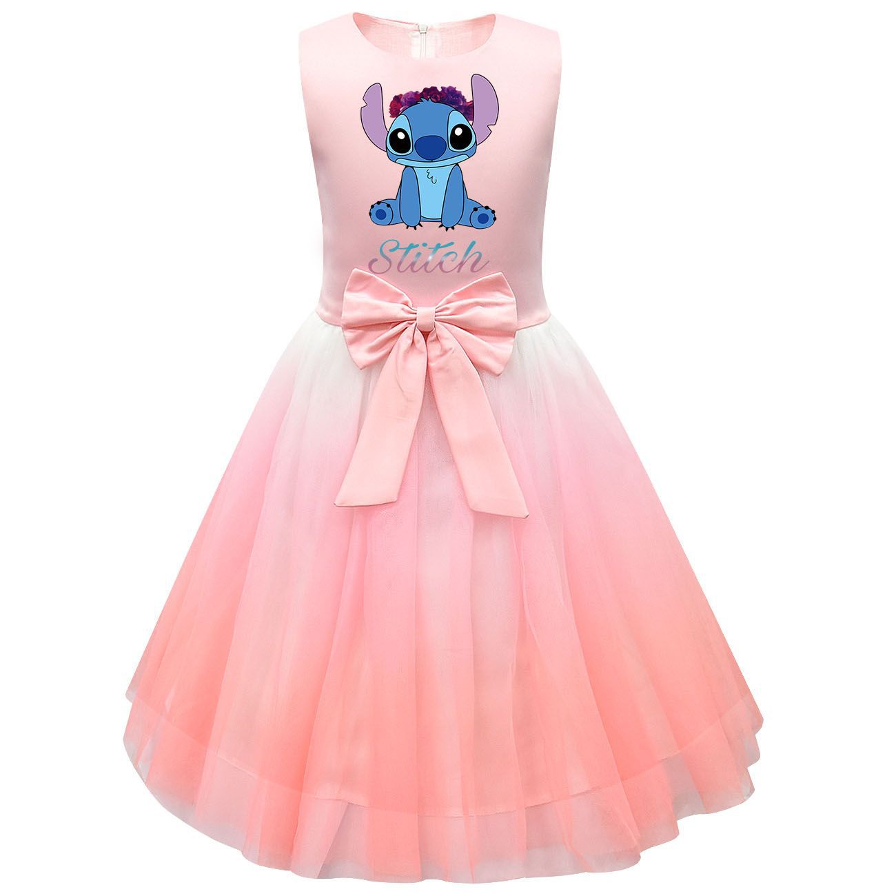 Girls Lilo And Stitch Bowknot Dress Skirt Princess Birthday Party Costume  Dress | eBay UK