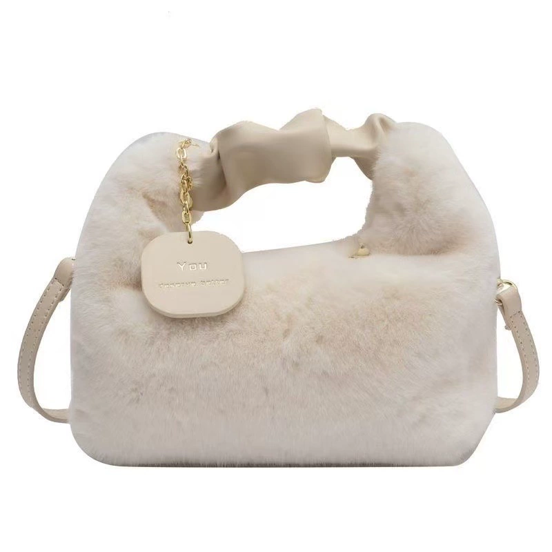 Demi-season shoulder bag, faux fur one-shoulder handbag, lightweight 0.15 kg, multiple colors
