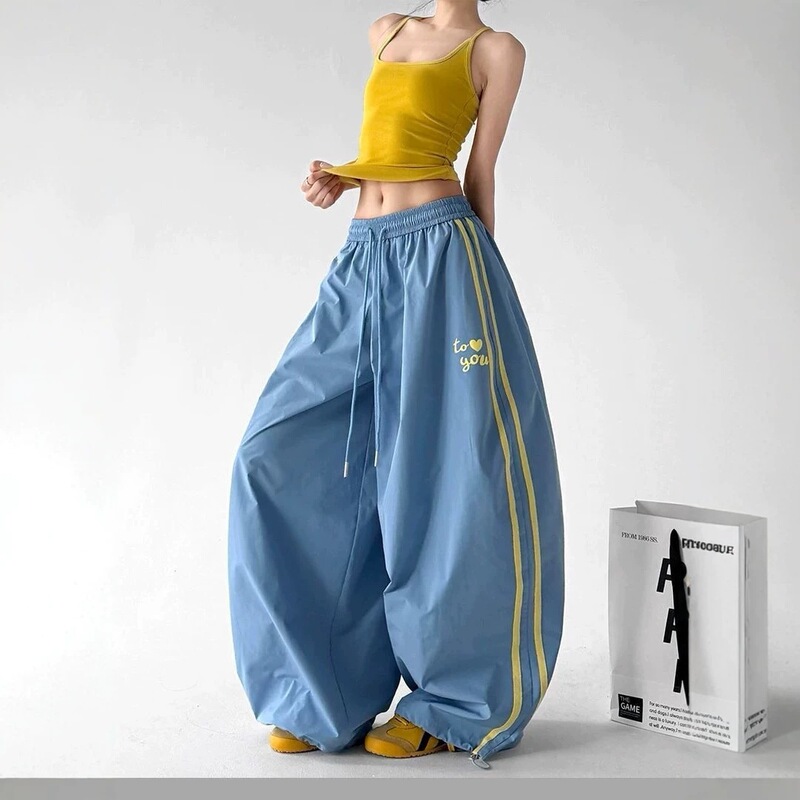 2026 Blue and Pink Dopamine Summer Loose Jazz Dance Scimitar Pants for Women, Trendy Drapey Slimming Wide-Leg Pants 2026 Blue and Pink Dopamine Summer Loose Jazz Dance Scimitar Pants for Women, Trendy Drapey Slimming Wide-Leg Pants