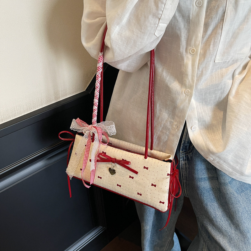 Bolso de axila de moda coreana 2025 verano nuevo bolso femenino estilo ballet lazo bolso de hombro de gran capacidad