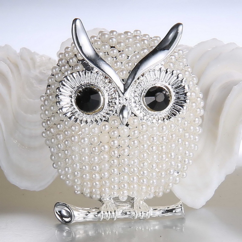 Exquisite Eulenbrosche Mit Perlen Elegantes Tierpin Für Damen_voghion.com