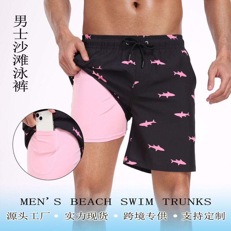 Cross-border Foreign Trade Summer New Men's Shorts Fashion Holiday Beach Pants Men's plus size Four Corner Milk Silk Inner