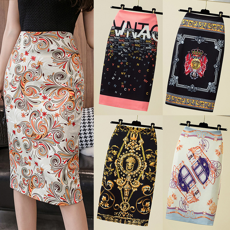 ebay cross-border wish explosion Palace print women's pencil skirt skirt skirt wholesale