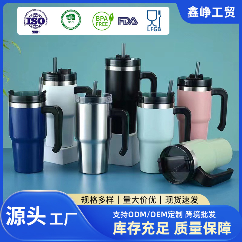 Nuevo 30z taza de coche con mango de gran capacidad paja helado taza Amazon 304 Acero inoxidable frío aislamiento taza