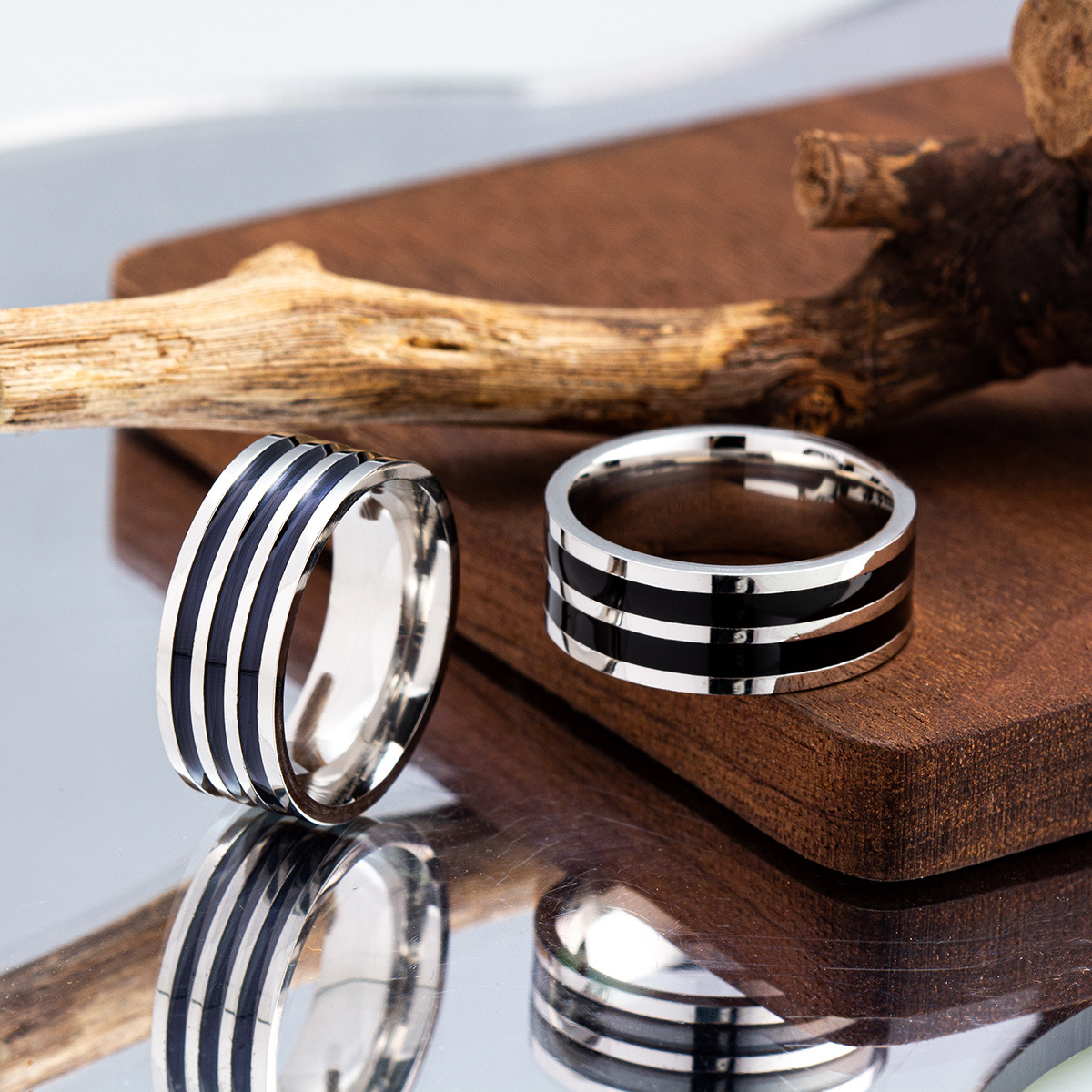 Street Occasion 304 Stainless Steel Material Punk Cool Style Round Lines 304 Stainless Steel Enamel Unisex Wide Band Ring
