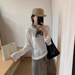 秋冬季韩版圆领套头针织衫女宽松显瘦百搭长袖薄款打底衫毛衣上衣