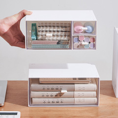 Drawer-style transparent white desktop stationery large storage box, student plastic cosmetic lipstick storage box, wholesale