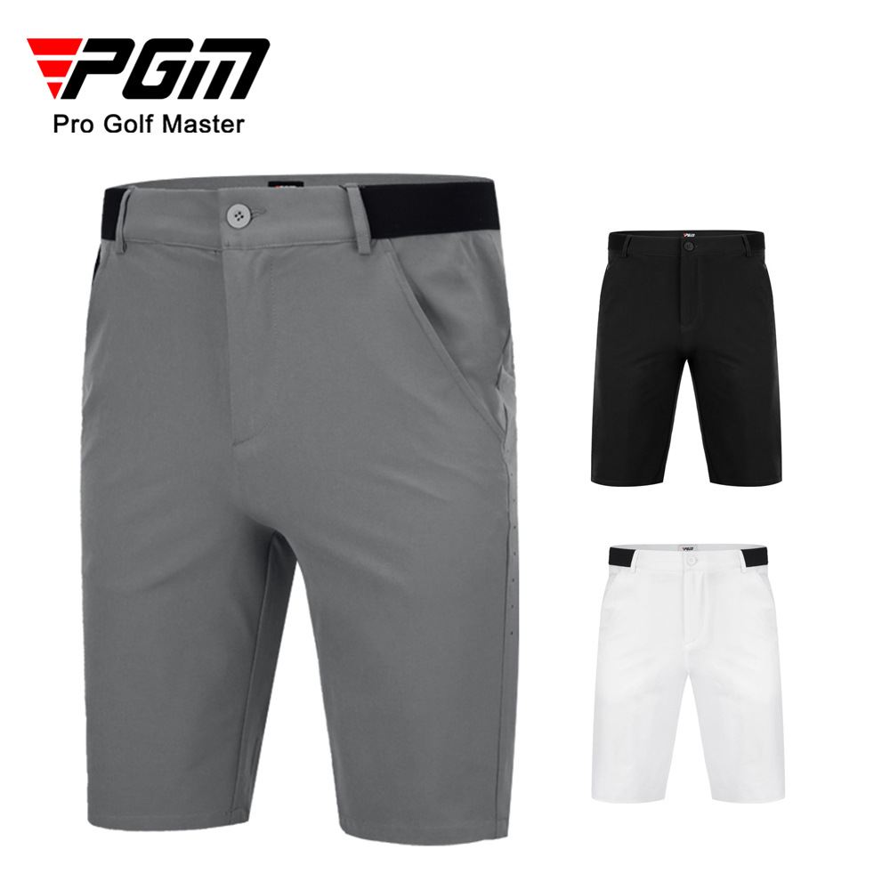 Quần short golf nam PGM ống giữa co giãn thoáng khí — KUZ076 màu xám, KUZ076 màu trắng, KUZ076 màu đen