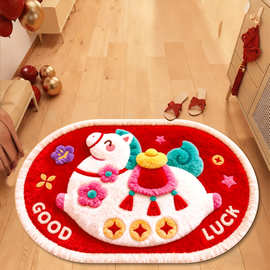 马年地垫2026新款新年家用大门地毯布置装饰品春节过年入户门脚垫