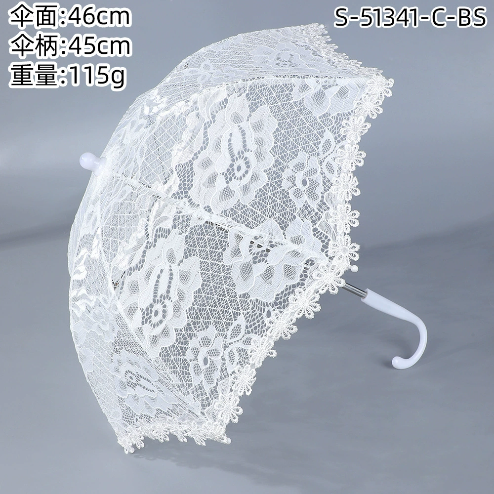 Белый кружевной зонтик для фотографии на свадьбу, детские танцевальные аксессуары лолита, пустотелый зонтик для девочки