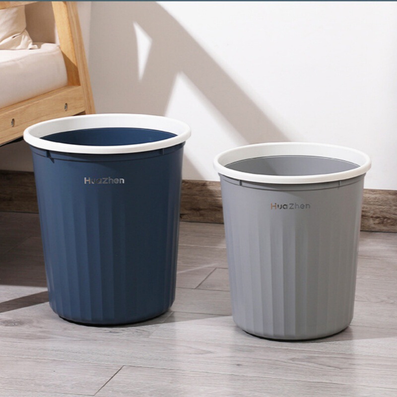 Large Plastic Trash Can for Home Use, Suitable for Living Room, Kitchen, Bathroom, with Large Capacity, No Lid, Wide Opening, Thickened, with Press Ring