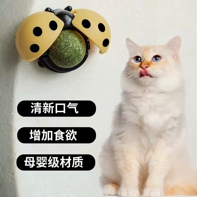 新品七星瓢虫猫薄荷球玩具逗猫棒解压磨牙洁齿自嗨猫玩具工厂