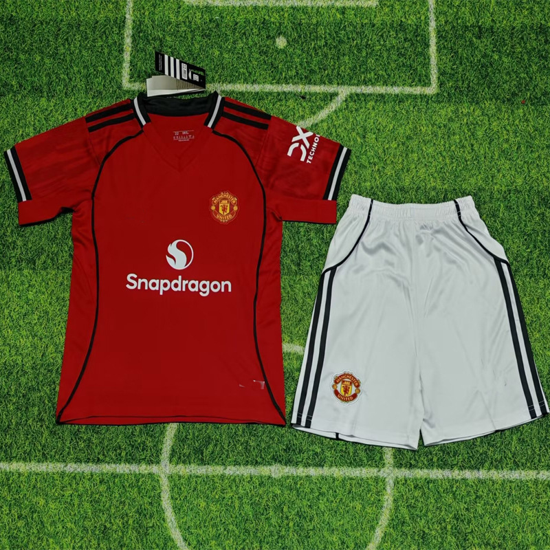 2526 Kidsren's Football Uniform Suit Short-Sleeved Football Shirt Primary School Student Training Game Team Uniform Jersey Fan Version