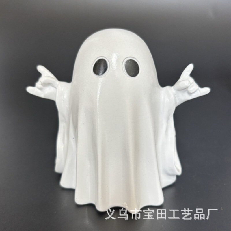 跨境新品万圣节可爱白幽灵派对装饰庭院摆件书房桌面装饰小摆件|undefined