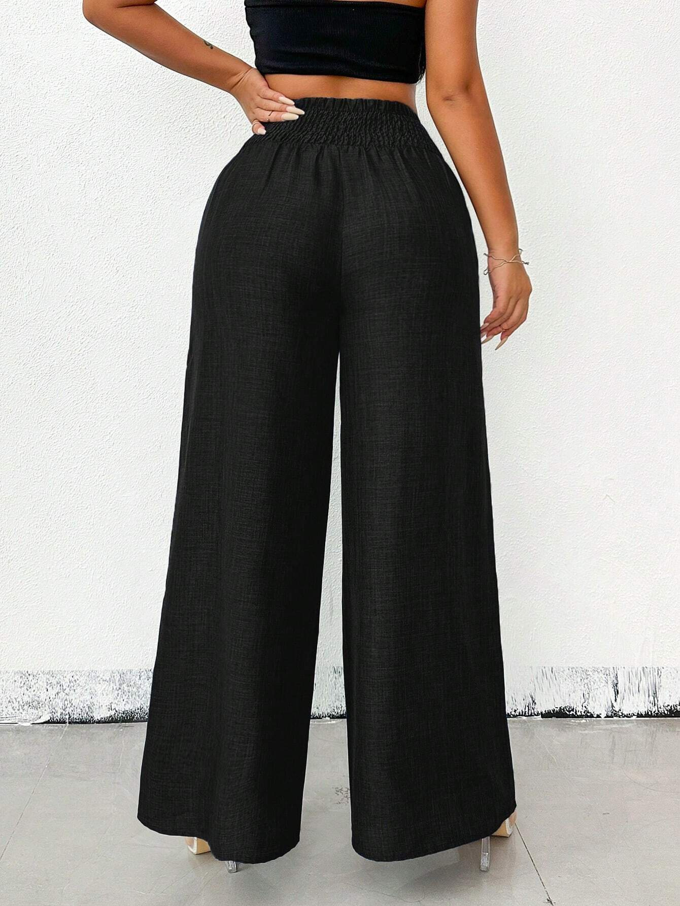 273g Weight Straight Pants Pants Length Polyester Fabric Type Low Waist Waist Line Casual Pants Pants Type Inelastic Elasticity Holiday Occasion Loose Fit Type Solid Color Pattern 2025 Spring and Summer Season Women's Gender Streetwear Style Women's Holiday Streetwear Solid Color Straight Pants Casual Pants 2