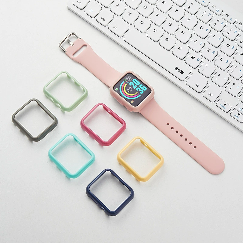 Совместимый чехол IWATCH7 5/6/7/8 Apple PC цветного сладкого цвета жесткая оболочка защитная оболочка полая водонепроницаемая крышка
