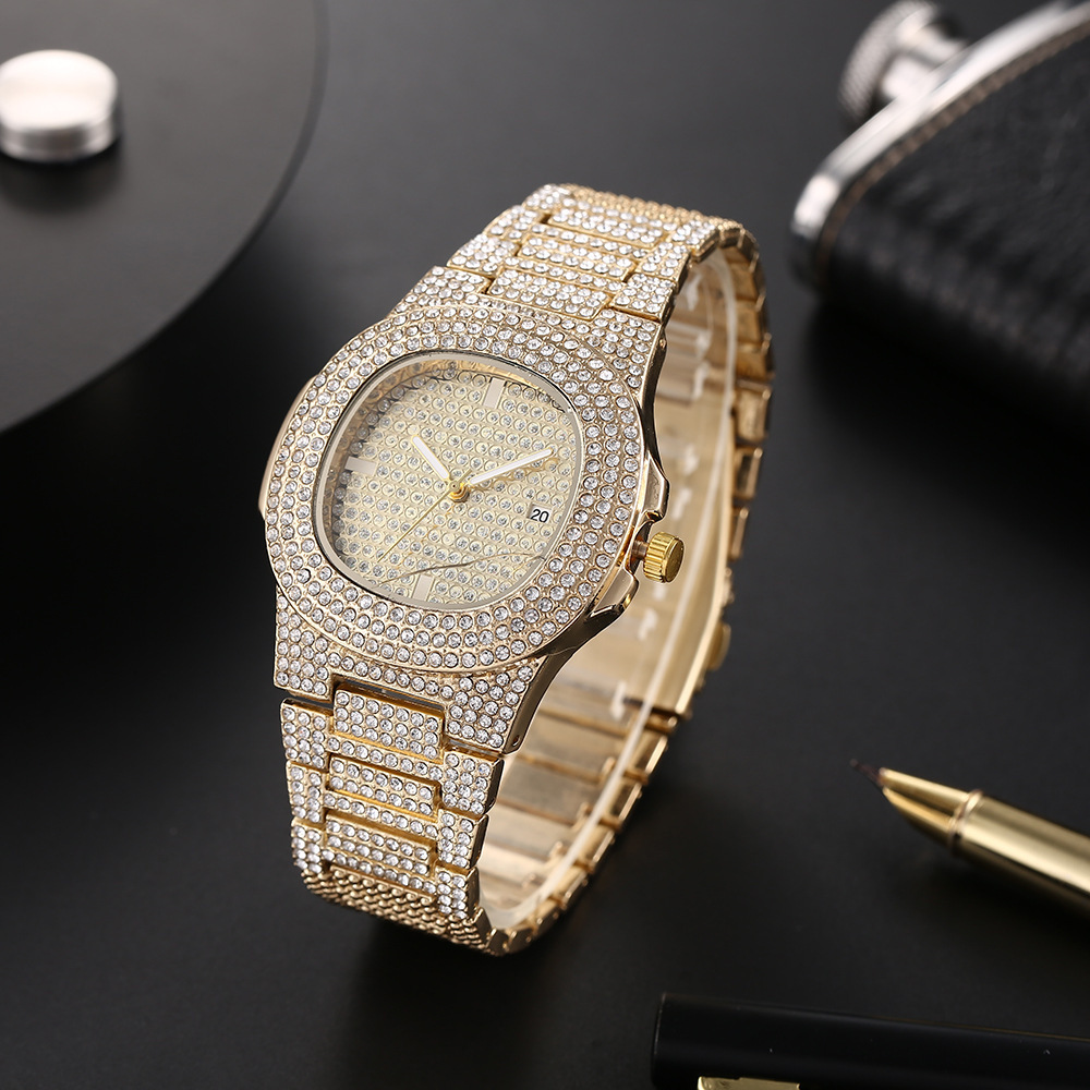 New women's diamond round pointer quartz watch suit women's full Diamond Bowl Watch (without box)_voghion.com
