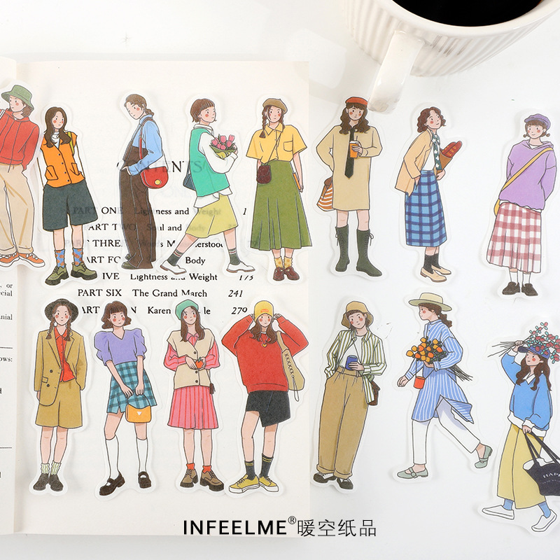 Infeel.me 和纸贴纸包 你是明亮星系列 人物手账素材装饰贴 6款