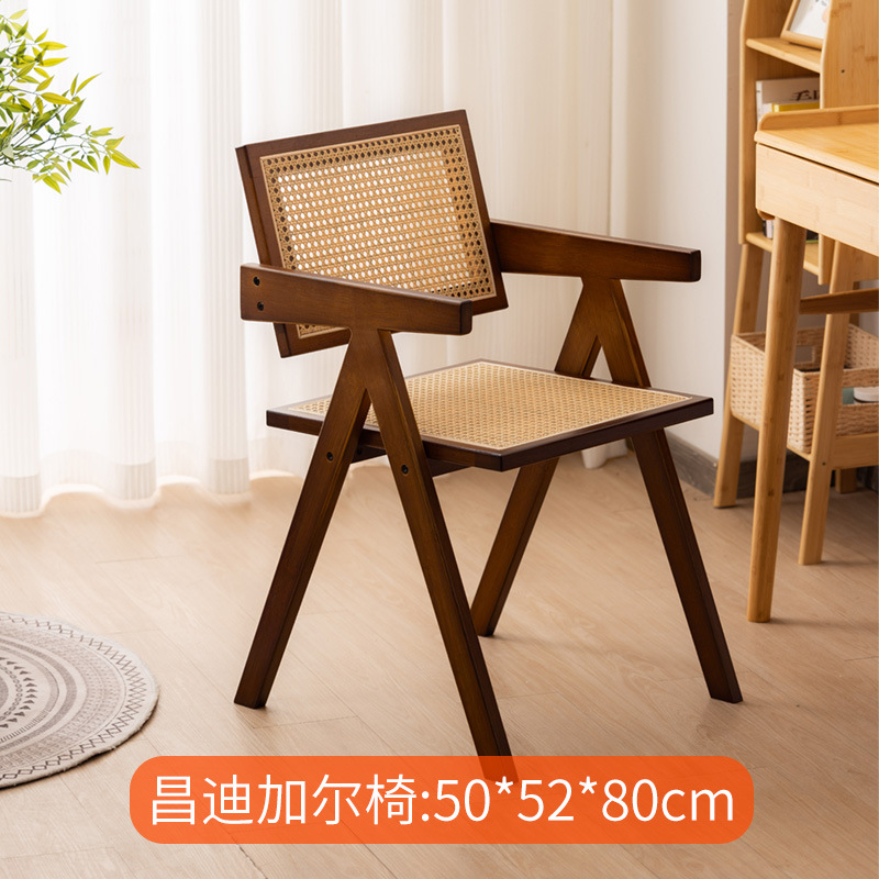 Silla de ratán nórdica, balcón para el hogar, silla de ratán, diseñador, silla de comedor de casa de familia de viento de troncos, silla Chandigarh de celebridades de Internet