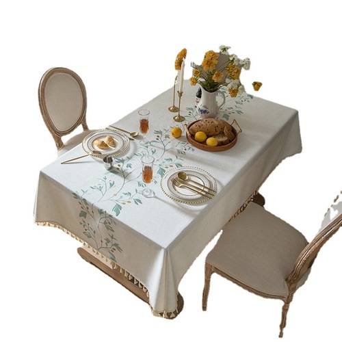 Cotton and linen tablecloth linen rectangular small fresh simple modern western restaurant tablecloth coffee table tassel cover