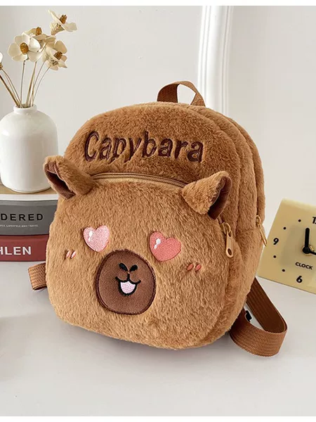 Cross-Border Foreign Trade 2026 Model Capibara Backpack Plush Cartoon Bag Children's Backpack Capybara Bag
