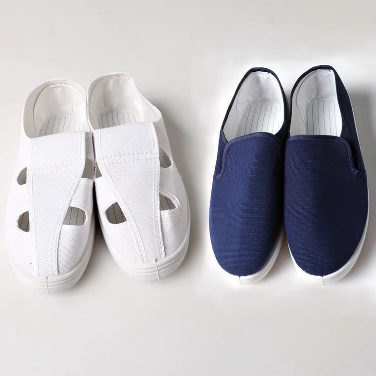 静电鞋劳保帆布鞋男女工作网面夏无尘轻便四孔车间透气防静电拖鞋