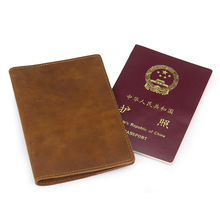 頭層牛皮護照本護照包瘋馬皮復古登機卡皮夾真牛皮護照夾可加logo