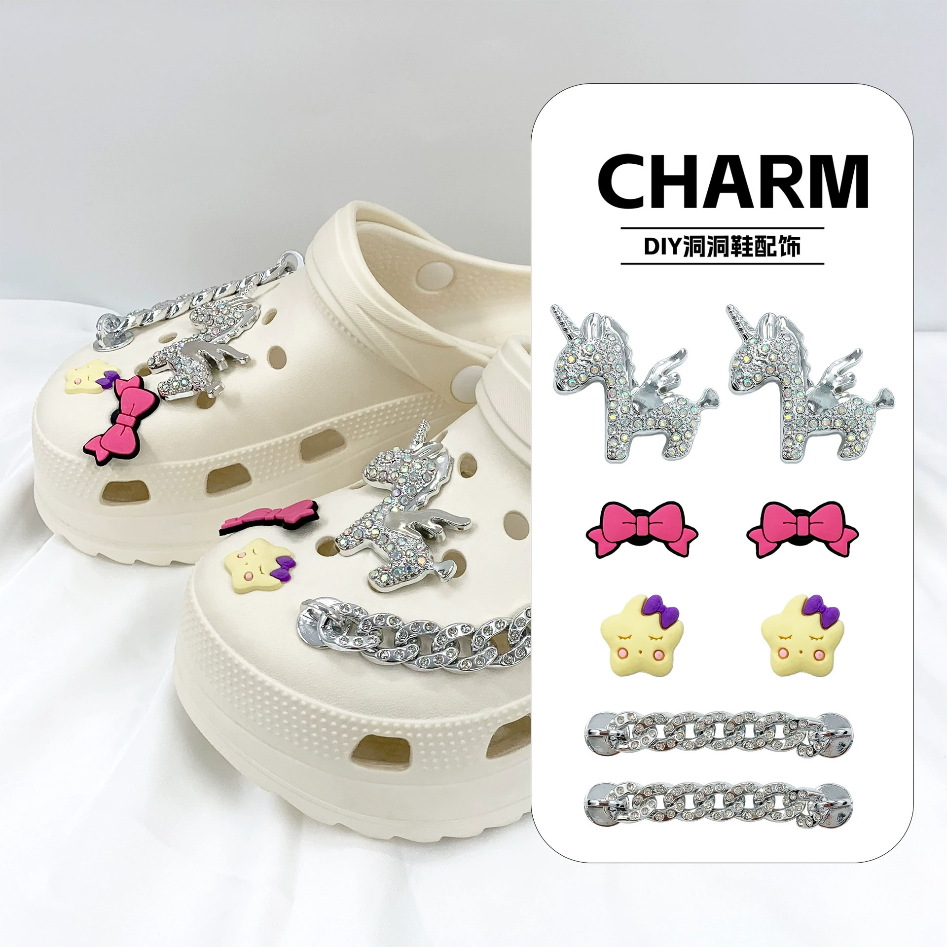 Новые модные аксессуары для обуви, трансграничный набор, простые сабо, аксессуары для обуви с цветами, съемная пряжка для обуви «сделай сам», персонализированные аксессуары, универсальные