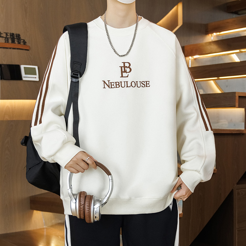 春秋季圆领卫衣男孩13初中学生长袖t恤15岁青少年大童打底衫上衣|undefined