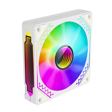 棱镜四代12CM白色机箱散热风扇神光同步5V3针ARGB幻彩PWM温控静音