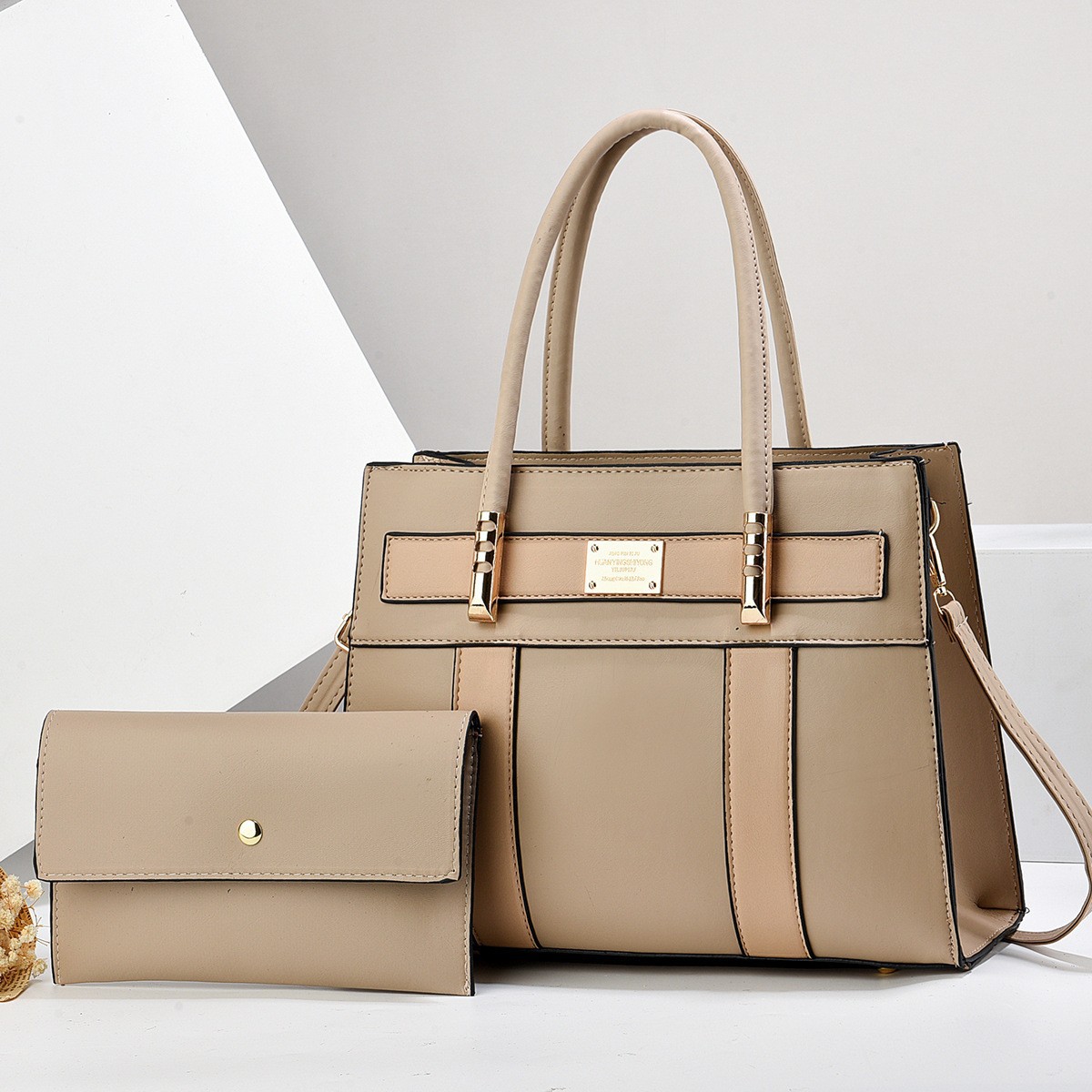 Large Size Women's Bag New Trendy Patchwork Women's Tote Big Bag Fashion Color Contrast Large Capacity Two-Piece Set