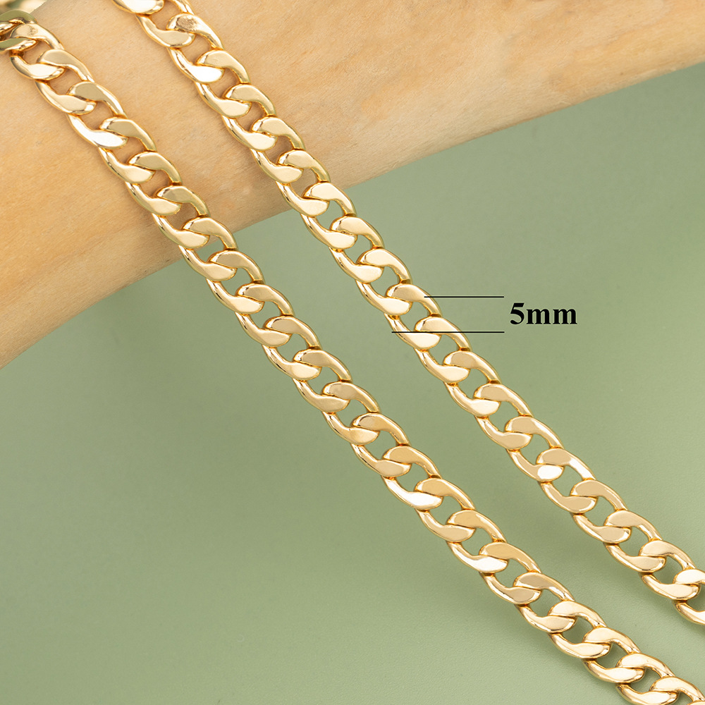 Chain Jewelry Making Type 1 Piece Copper 18K Gold Plated Cuban Link Chain Curb Chain Polished 5mm Jewelry Accessories