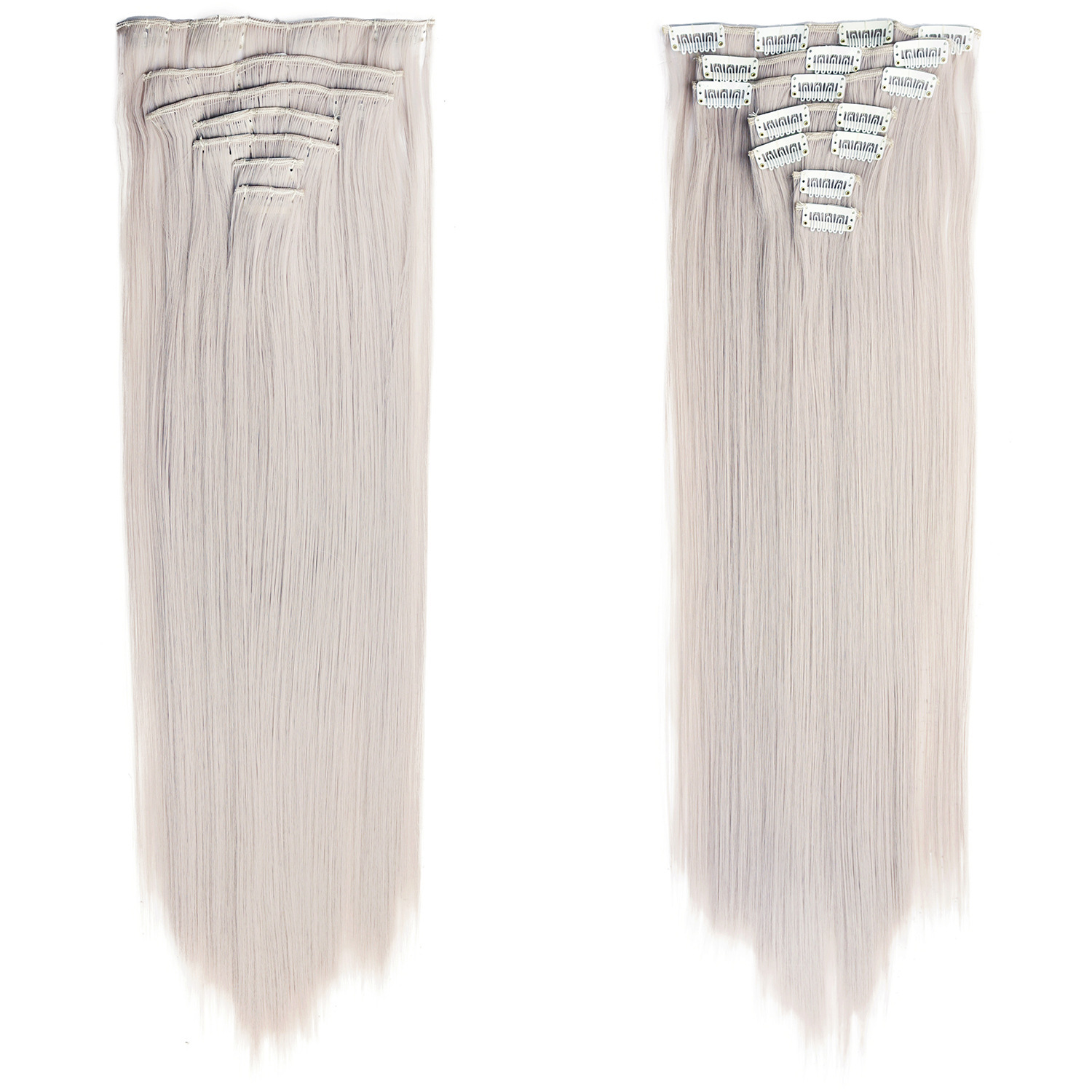 Comercio exterior al por mayor peluca 16 tarjetas extensión de cabello piezas de cabello recto piezas de cabello 7 piezas de fibra química clip cabello mujeres europeas y americanas