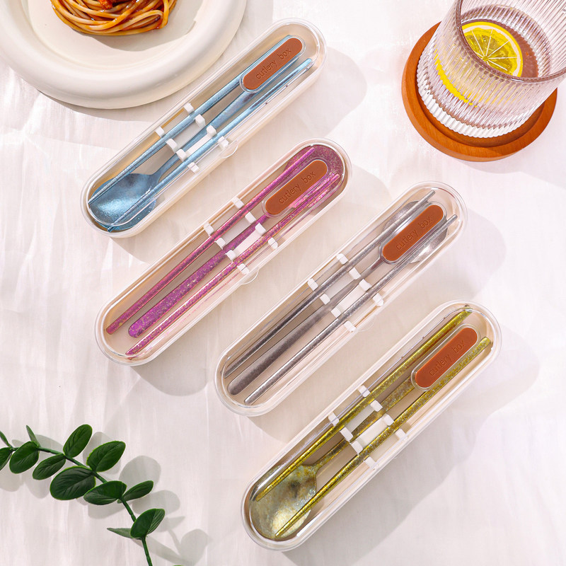 Pure Titanium Chopsticks and Spoons Portable Tableware Set for Students Outdoor Camping Tableware Oem Gift Customization Cross-Border Pure Titanium Chopsticks and Spoons Portable Tableware Set for Students Outdoor Camping Tableware Oem Gift Customization Cross-Border