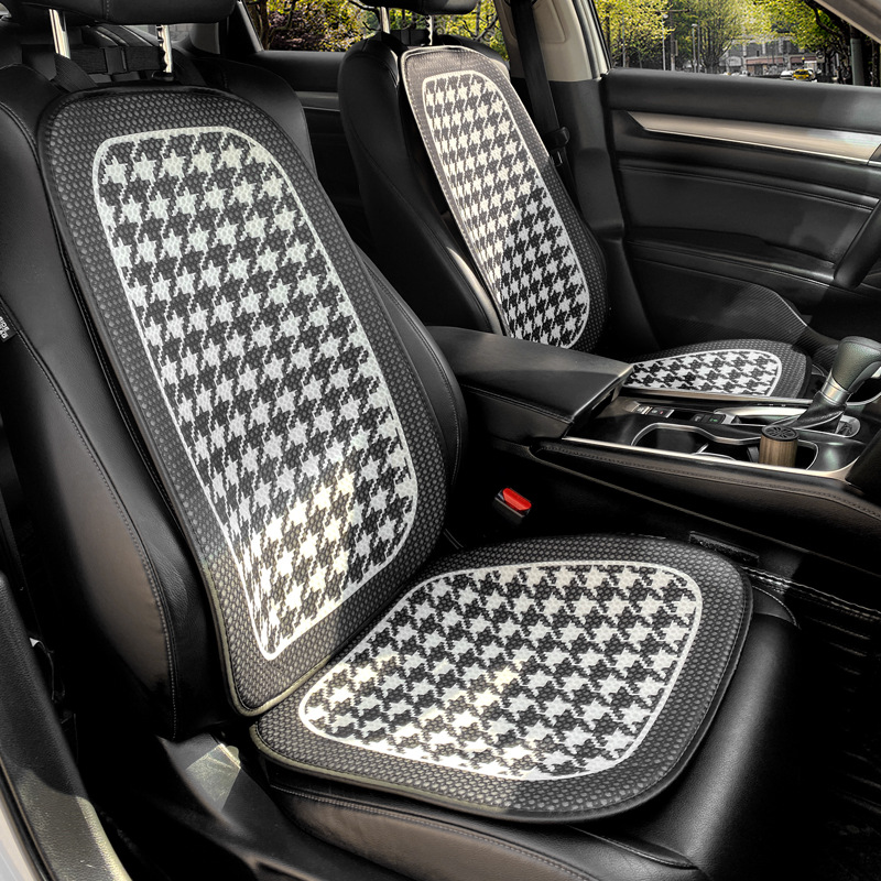 Car Seat Cushion Summer Universal Style Ice Silk Breathable Black Border Houndstooth Flower Waist Rest Simple Seat Cushion Wholesale