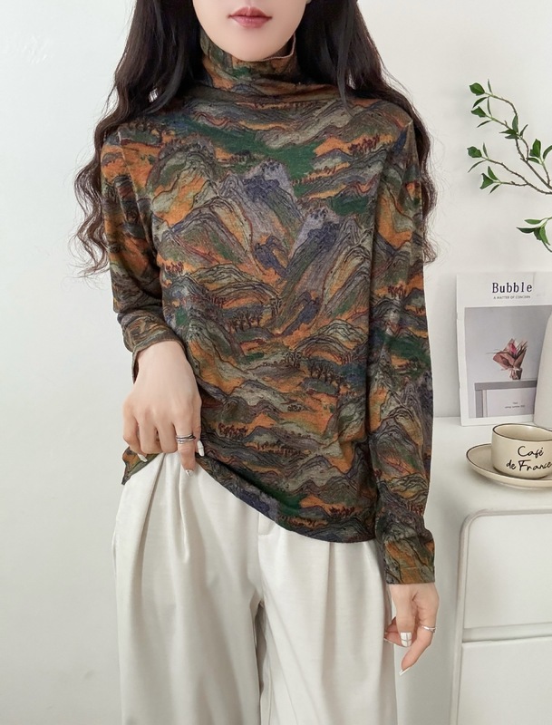 女针织衫短袖2025年新款薄款秋装毛衣100%水溶羊毛高领针织衫上衣|undefined