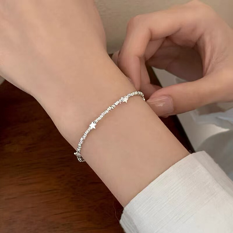 S925 Silver-Plated Broken Silver Star Bracelet for Women, 2025 New Model, Light Luxury Niche Exquisite High-End Jewelry, Gift for Best Friend S925 Silver-Plated Broken Silver Star Bracelet for Women, 2025 New Model, Light Luxury Niche Exquisite High-End Jewelry, Gift for Best Friend