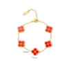 Double-sided diamond and red shell bracelet