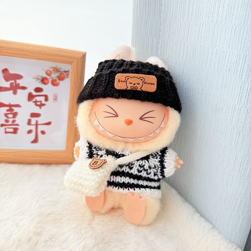 Solo ropa] Llavero de primera y segunda generación Labubu colgante de ropa Rabubu ropa de bebé suéter de punto traje de sombrero