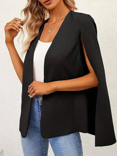 Women's Overcoat Blazer Vest Outerwear with Cape and Small Suit in Multiple Colors