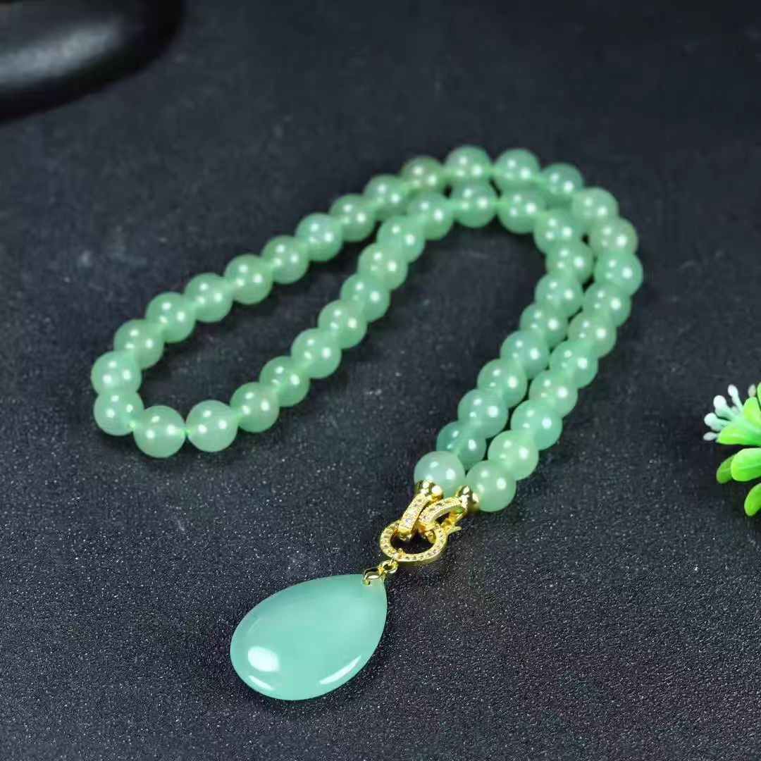 东陵玉毛衣链天山翠配东陵玉葫芦吊坠DIY项链东陵玉玉石项链妈妈