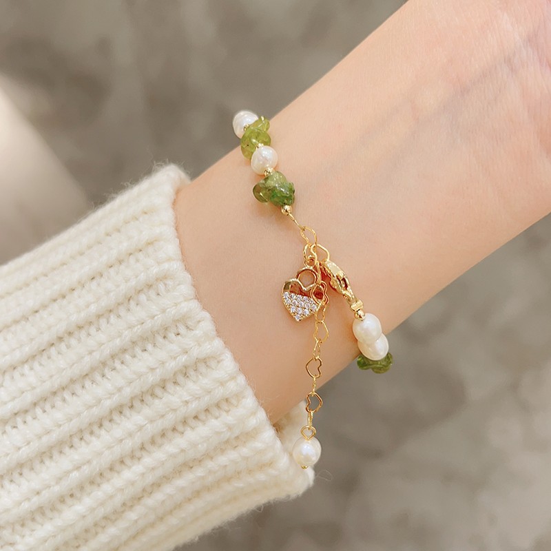 Original Design Heart Shape natural stone Plating Bracelets 1 Piece