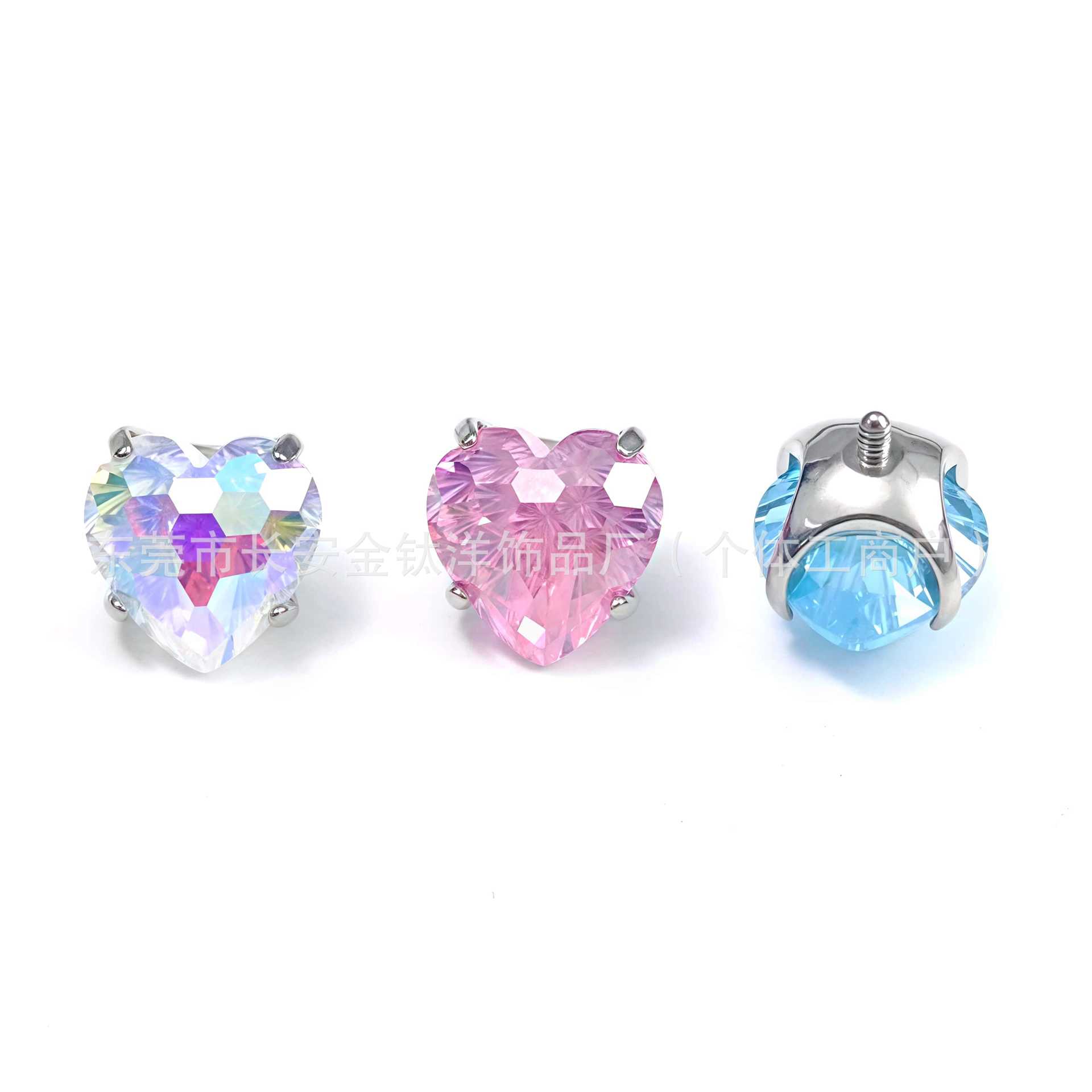 F136 Titanium Round Bottom Heart Fireworks Bright Zircon Ear Bone Nail Lip Nail G23 Titanium Alloy Body Piercing Jewelry detail image 7