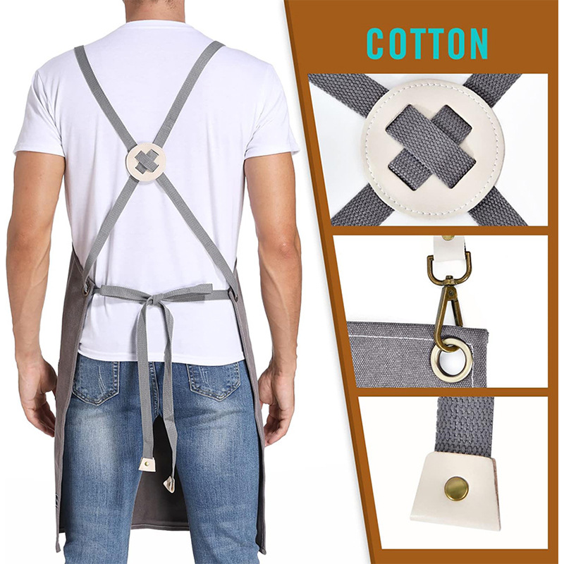 Cross-border Amazon lienzo grueso delantal logotipo personalizado leche tienda de té cafetería ropa de trabajo arte estudiante delantal al por mayor