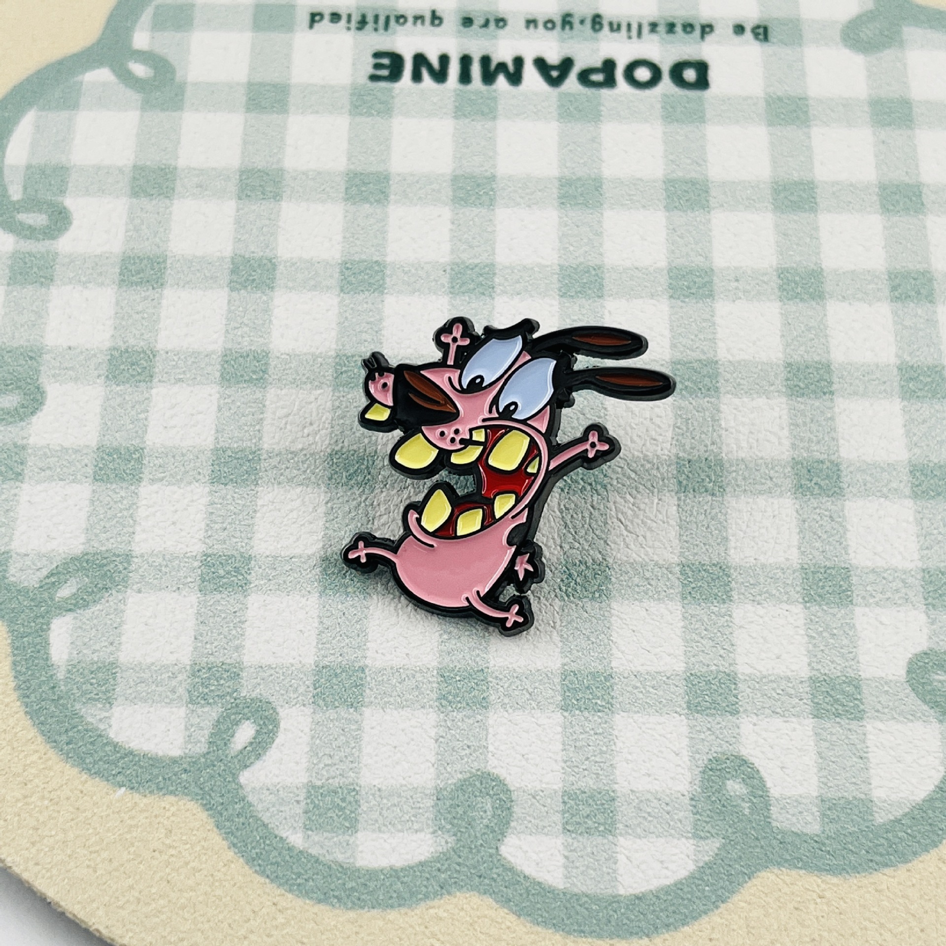 Pink Puppy Hero Brooch Fun Cartoon Badge Classic Animation Peripheral Accessories Childhood Memories Gift