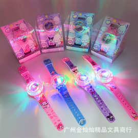 新款灯光音乐儿童手表可旋转陀螺电子表三丽鸥卡通学生玩具表跨境