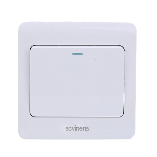 86-Type Flush-Mount White Single-Pole Switch Panel with Silver Dot, Single-Unit Wall Switch and Outlet—Wholesale